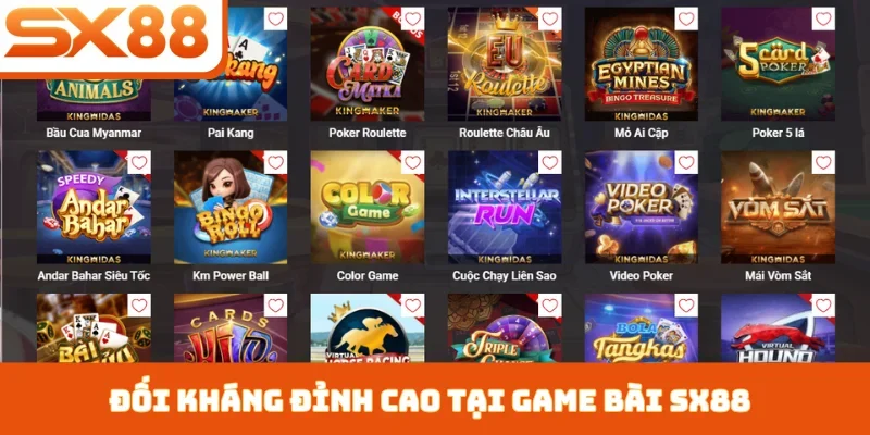 Đối kháng đỉnh cao tại game bài SX88